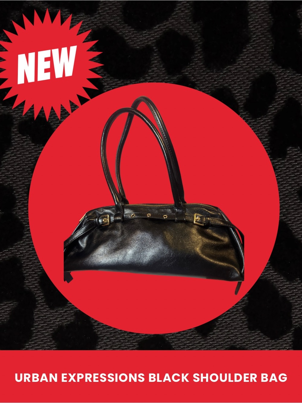 Urban Expressions Black Shoulder Bag with Dual Top Handles